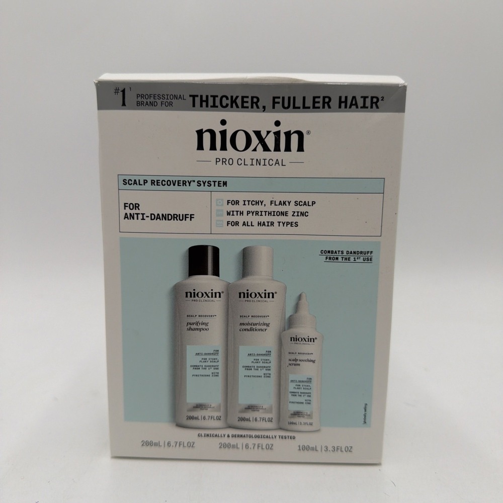 Nioxin Scalp Recovery Trio Set For Anti-Dandruff, 6.7 oz, 6.7 oz &3.3oz EXP 2/28